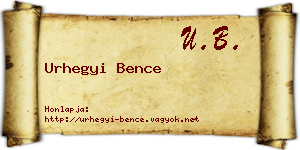 Urhegyi Bence névjegykártya